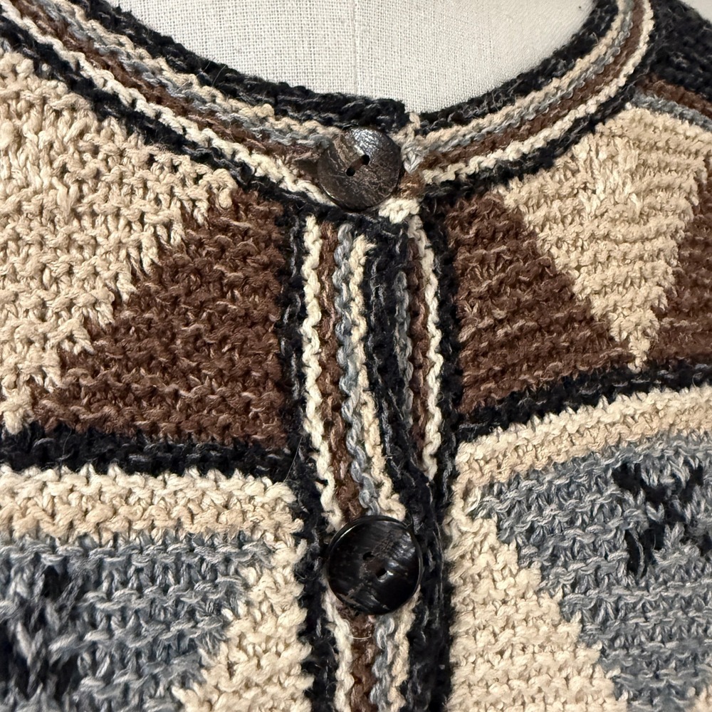 Talbots Hand Knit Geometric Pattern Cardigan Swea… - image 5